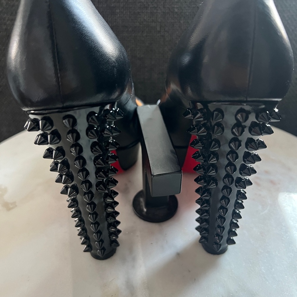 christian louboutin wedge platform studded spiked black pump womens - Picture 4 of 5